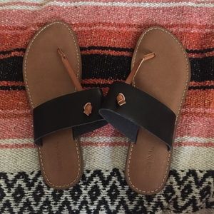 Black Brown Sandals Flip Flops Size 8.5